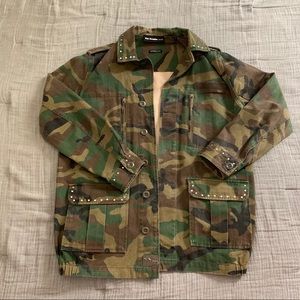 The Kooples Green Studded Camo Jacket
